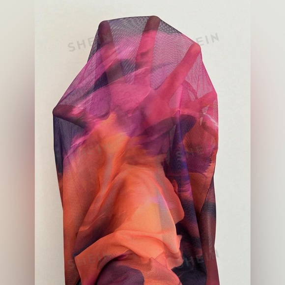 Tie Dye Mock Neck Mesh Top - Picture 5 of 6